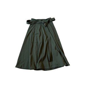 Banana Republic Women's Green Belted Midi Flare Skirt Wicked Size 0 Rayon